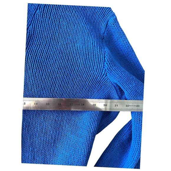 Polo Ralph Lauren Cable Knit Toggle Sweater Knit Linen/cotton Navy Large Vtg - Picture 3 of 8